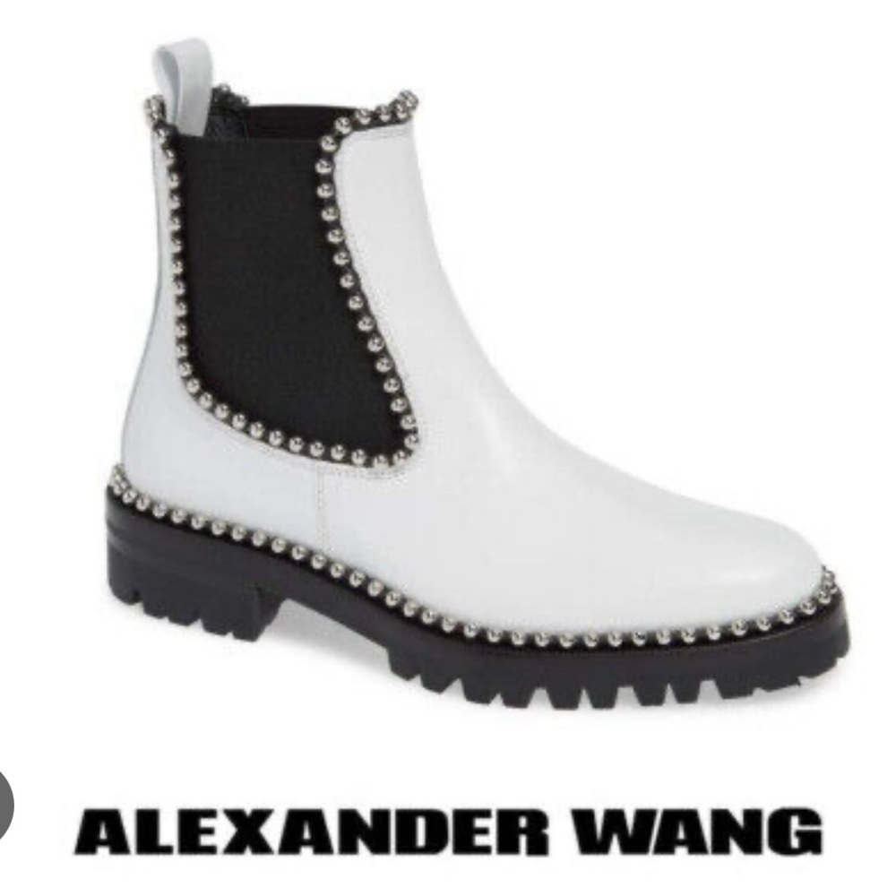 ALEXANDER WANG white studded Chelsea boots